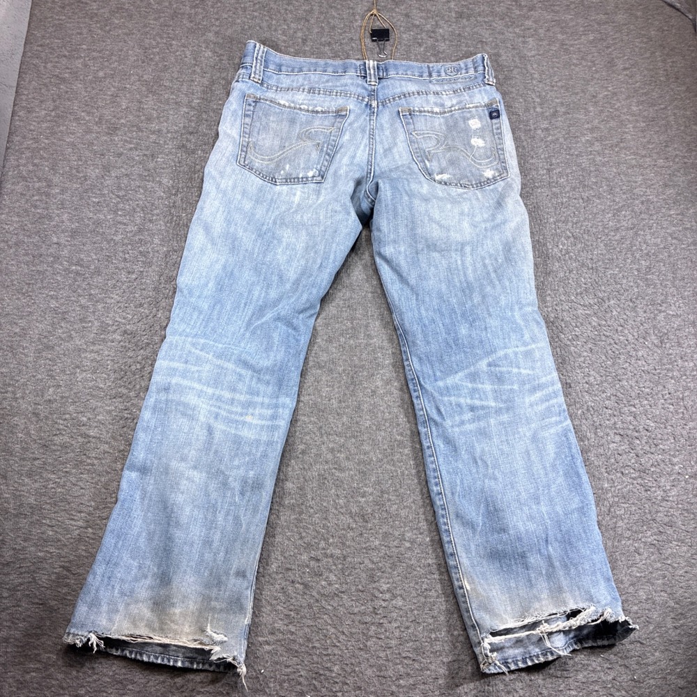 Rock & Republic Jeans Mens 34x30 Blue Distressed Straight Leg Grunge Punk Thrash - Picture 5 of 12